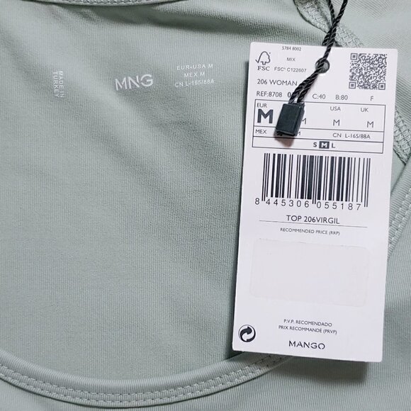 NWT MANGO Sage green virgil yoga active crop top - Picture 10 of 11
